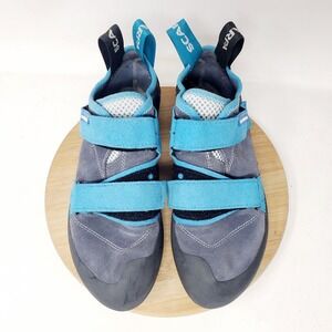 Scarpa Origin Climbing Shoes Mens 8.5 Boulder Gym EU 41.5 Blue Grey Straps